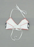Xhilaration Women's Crochet Bralette Bikini Swim Top Red/ White/ Blue Small