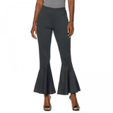 Slinky Brand Women's Angled Flounce Leg Ponte Knit Pants