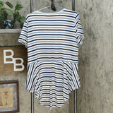 DG2 by Diane Gilman Striped Peplum Drama Top Chambray Plus 1X