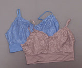 Rhonda Shear 2 Pack Lace Leisure Bras with Removable Pads Mocha/ Blue Plus 1X