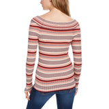 Freshman Women's Junior Fit Striped V-Neck Ribbed Sweater