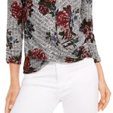 NWT BCX Juniors' Floral-Print Twist-Front Top. 1044246 Medium