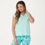 AnyBody Women's Cozy Knit Fruit Slice Printed Pajama Set Bright Mint XXS