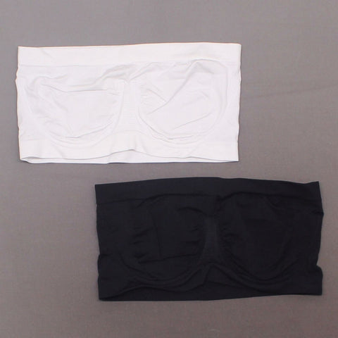 Rhonda Shear 2 Pack Seamless Underwire Bandeau Bras Black/ White Large