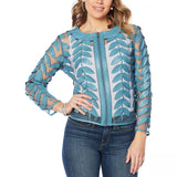 Colleen Lopez Women's Modern Mesh Faux Leather Leaf Jacket