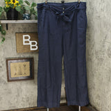 G.I.L.I. Plus Wide Leg Denim Pants With Tie Detail Dark Rinse 24W