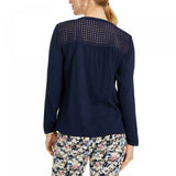 Charter Club Women's Tassel Tie Eyelet Yoke Top