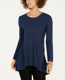 Style & Co. Petite Handkerchief-Hem Tunic Sweater Twilight Blue PL