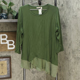 LOGO by Lori Goldstein Asymmetric Satin Hem Knit Top