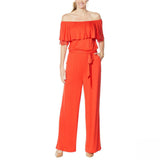Colleen Lopez Off the Shoulder Jumpsuit With Lace Detail Red Petite XL