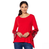 LaBellum by Hillary Scott Women's Sequin Detail Bell Sleeve Blouse