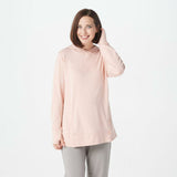 AnyBody French Terry Sweatshirt Hoodie With Side Snaps Pink Sand Small
