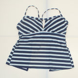 Kona Sol Women's Striped Tunnel Back Tankini Top Navy Medium