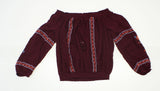 Xhilaration Women's Off The Shoulder Gypsy Blouse Maroon Large