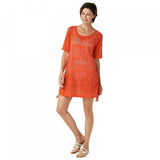 Denim & Co. Women's Knit Elbow Sleeve Open Work Beach Cover-Up