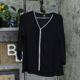 JM Collection Women's Jeweled V-Neck Tiered Hem Blouse