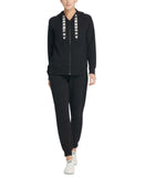 DKNY Sport Logo Fleece Full Zip Hooded Sweatshirt