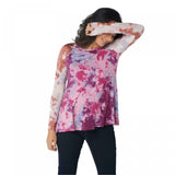 LOGO by Lori Goldstein Women's Colorblock Shoulder Tie-Dye Tunic Top
