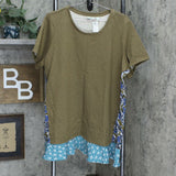 NWT LOGO by Lori Goldstein Classic French Terry Top Woven Panels Plus 2X