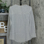 Style & Co. Plus Size Cotton Striped Split Neck Henley Top