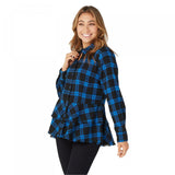 Joan Rivers Women's Plus Size Plaid Peplum Shirt with Fringe Hem