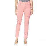 DG2 by Diane Gilman Women's Tall Floral Applique Sorbet Ankle Jeans