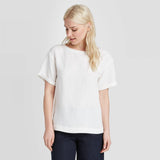 A New Day Women's Short Sleeve Linen Cuff T-Shirt 78776261 White M