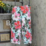 Denim & Co. Pull-On Beach Pants With Side Slits Floral Petite XL