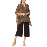 Nina Leonard Women's Printed Chiffon Kimono Tunic With Tank Top