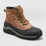 All in Motion Men's Julian Waterproof Winter Boots Cognac Brown 10