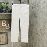 Hilary Radley Women's Stretch Seersucker Pull On Ankle Pants Beige Stripe Small