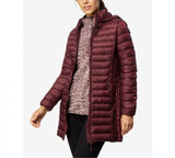32 Degrees Women's Packable Hooded Down Puffer Coat Bourgogne XXL