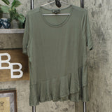 DG2 by Diane Gilman Women's Sustainable Bamboo Crossover Peplum Top Olive XL