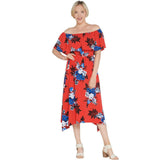 Du Jour Women's Off the Shoulder Floral Knit Midi Dress