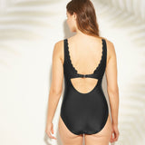 Kona Sol Women's Lace Up Scallop One Piece Swimsuit