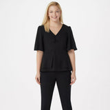 Laurie Felt Women's Scooped V-Neck Peplum Blouse