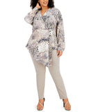 Alfani Plus Size Printed Asymmetrical Surplice Blouse