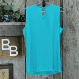 INC International Concepts Crisscross Cutout Top Blue Green Large