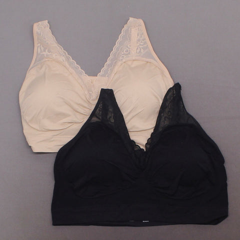 Rhonda Shear 2 Pack Seamless Ahh Bras Black/ Nude Plus 3X