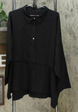 WynneLayers Women's Pleated Popover Blouse Black Plus 2X