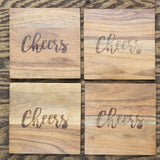 C&F Home Brown CHEERS Wood Coasters - Set Of 4
