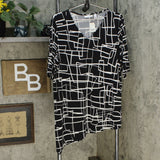 Susan Graver Women's Printed Liquid Knit Asymmetrical Hem Top