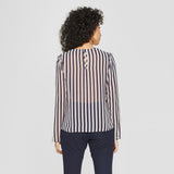 A New Day Women's Striped Long Sleeve Sheer Blouse