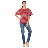 DG2 by Diane Gilman Women's Striped Ruffle Sleeve T-Shirt
