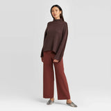 Prologue Women's Rib Knit Mock Turtleneck Pullover Sweater