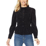 LaBellum by Hillary Scott Women's Ruffle Trim Peplum Corduroy Jacket