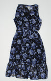 A New Day Women's Floral Chiffon Midi Dress Blue Small