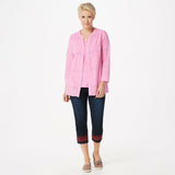 NWT Denim & Co. Eyelet Button Front Shirt and Tank Set. A351579 Large