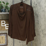 DG2 by Diane Gilman Women's Eco Ponte Drape Front Easy Jacket Espresso Large