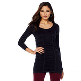 Rhonda Shear Women's Plus Size Seamless Ruched Top Black 1X